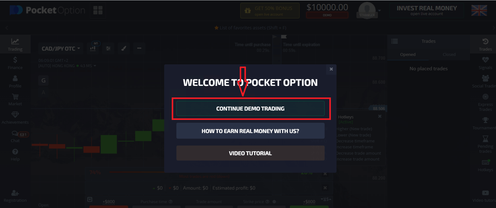 Come registrarsi e prelevare denaro su Pocket Option